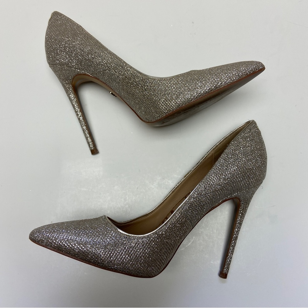 Sam Edelman Silver Glitter Pointed Toe Stiletto Heels | Size 7.5 - Picture 11 of 12